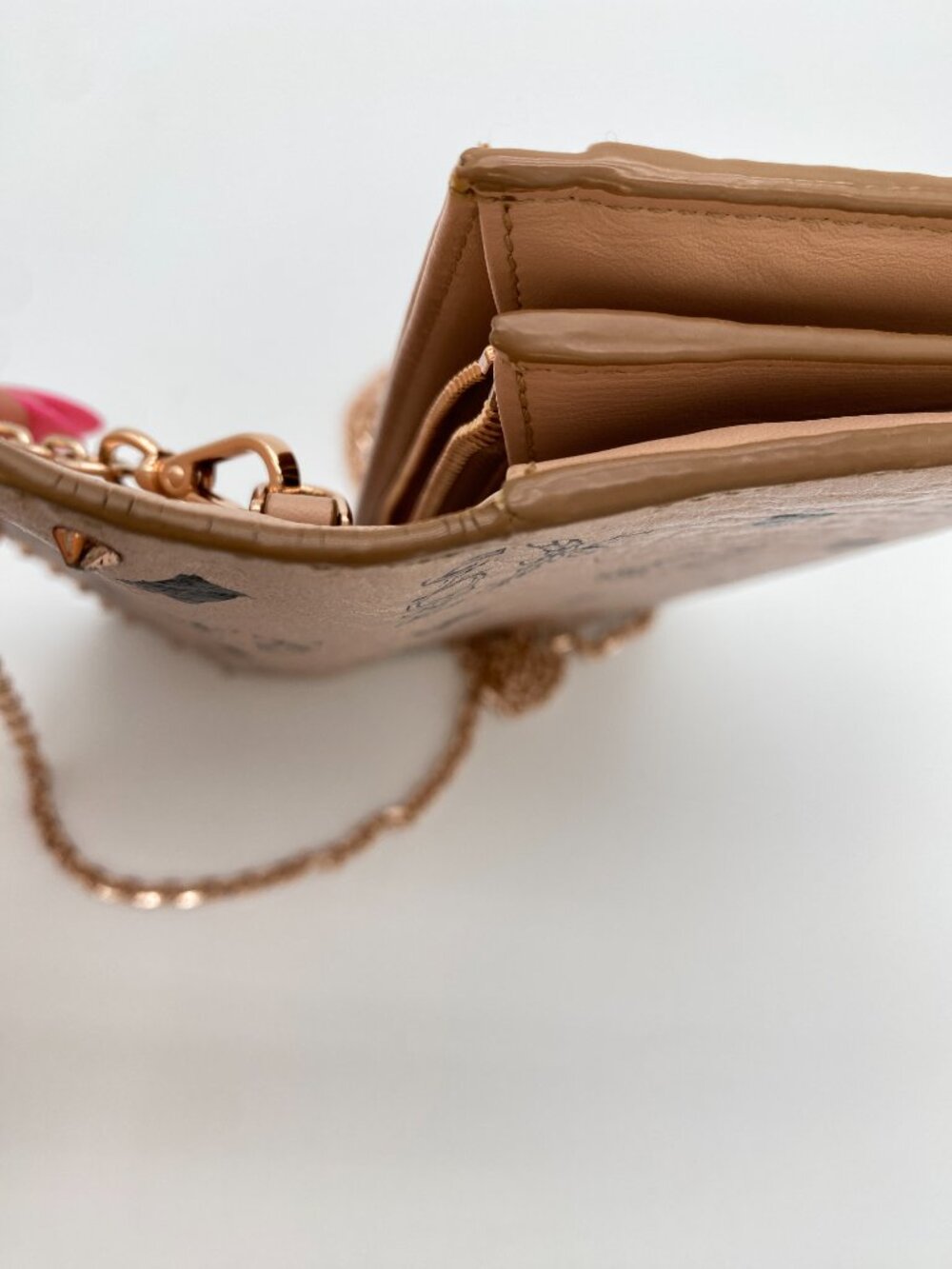 MCM Patricia Studded Visetos Wallet on Chain Rose Gold WOC 💗 Piper - Picture 11 of 14